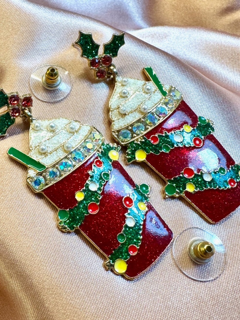 Cup of Cheer Latte Festive Christmas Earrings